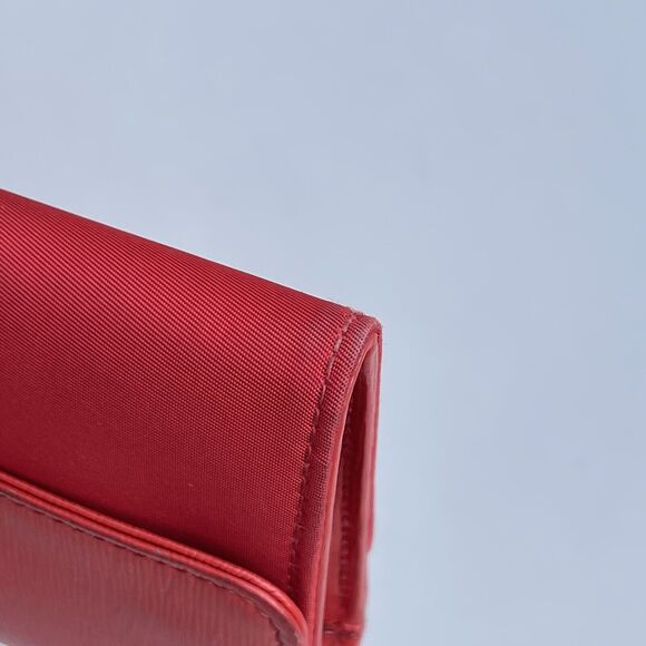 Prada Red Nylon And Leather Triangle Logo Long Wallet Complete Set - Picture 9 of 16